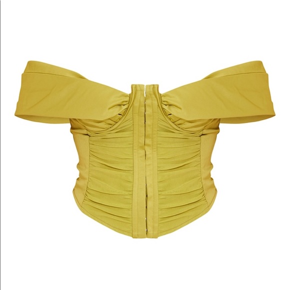 PRETTYLITTLETHING GREEN SATIN PLEATED STRAP CORSET - Picture 4 of 4